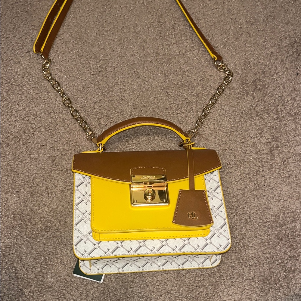 Stylish Yellow and Brown Ralph Lauren Handbag